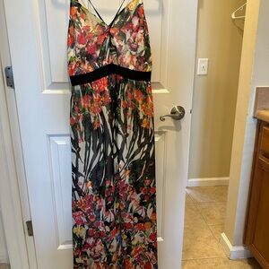 Floral Maxi Dress with Black Accents